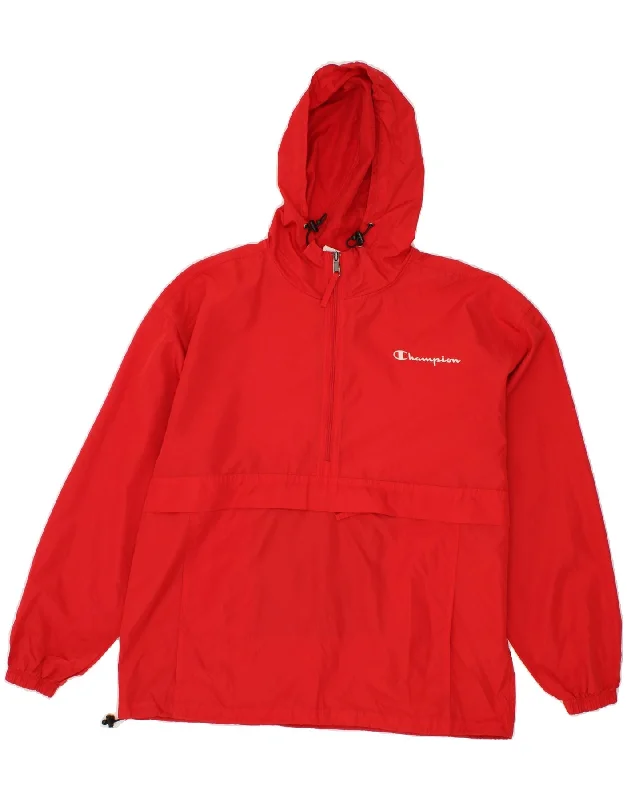 CHAMPION Mens Hooded Pullover Rain Jacket UK 40 Large Red Polyester