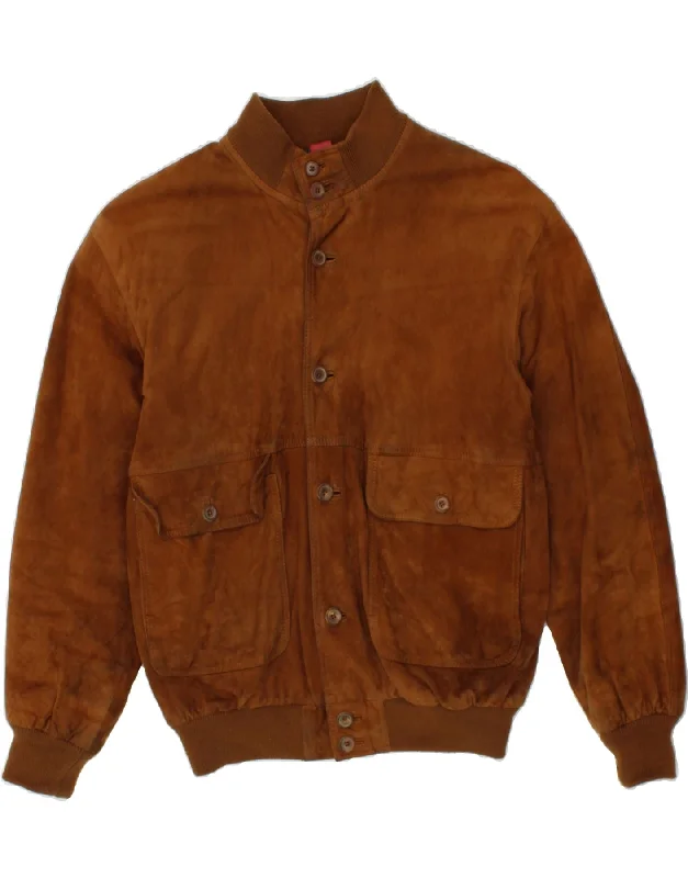 CONBIPEL Mens Suede Bomber Jacket IT 50 Large Brown Leather