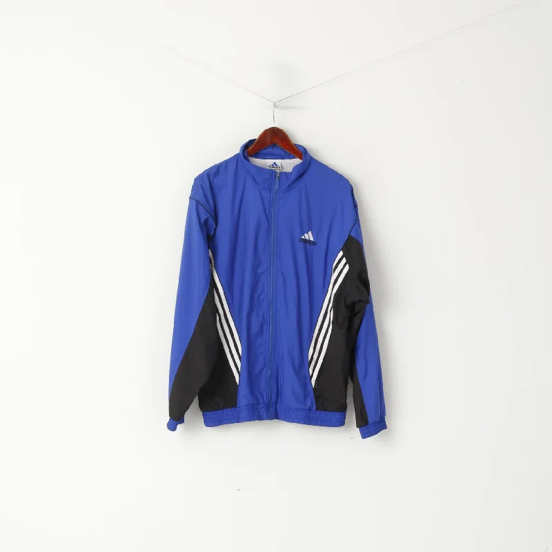 Adidas Men L 186 Jacket Blue Vintage Zip Up Bomber Active '00 Sportswear Top