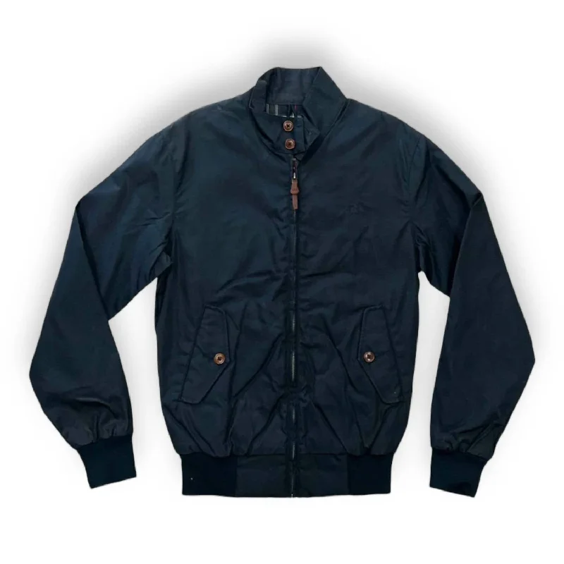 Men's Waxed Harrington Jacket In Navy