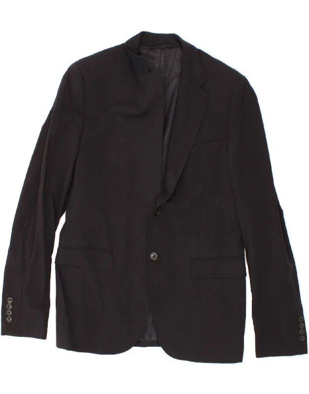 RICHMOND Mens 2 Button Blazer Jacket IT 50 Large Black Wool