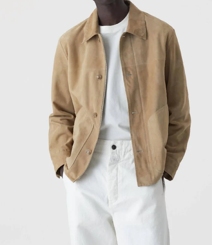 Suede Blouson Jacket In Taupe