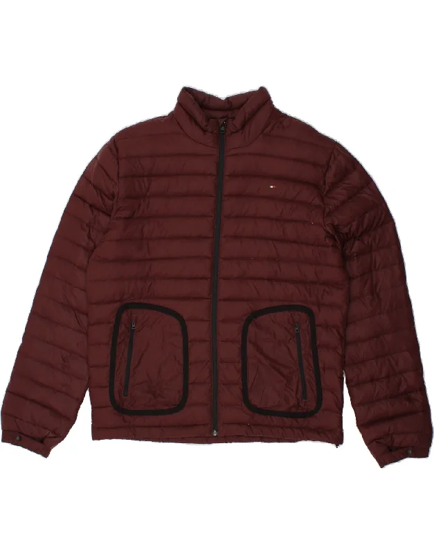 TOMMY HILFIGER Mens Padded Jacket UK 44 2XL Burgundy Nylon