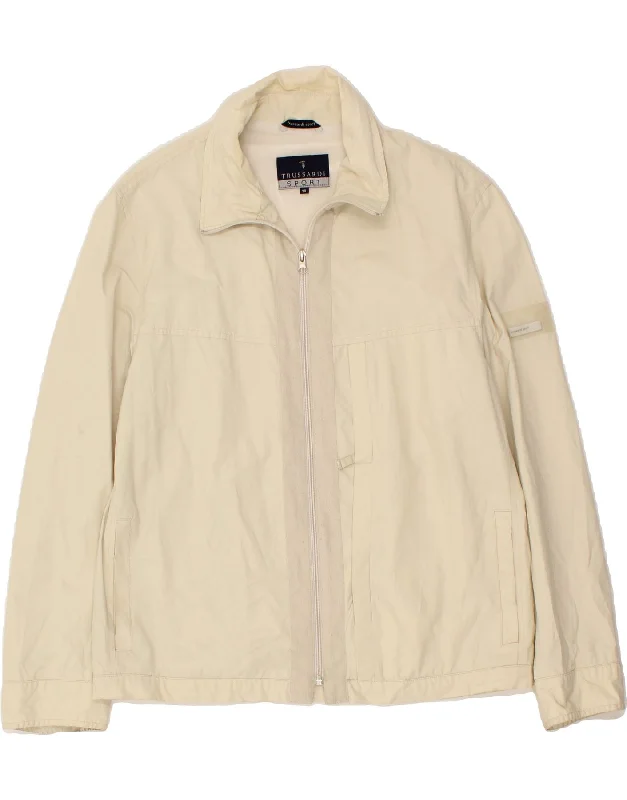 TRUSSARDI Mens Bomber Jacket IT 50 Large Beige Polyester