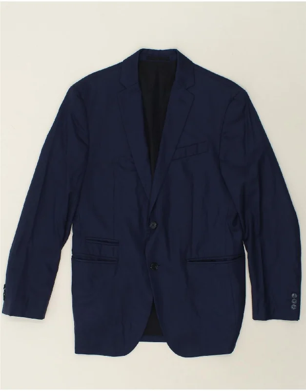 VERSACE Mens 2 Button Blazer Jacket IT 48 Medium Navy Blue Wool