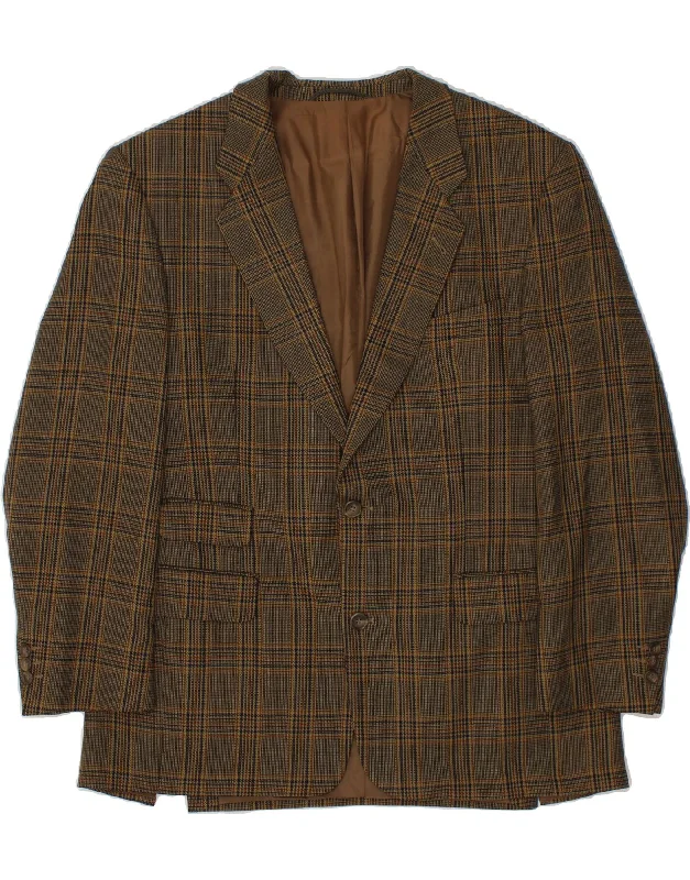 VITTORIO VENETO Mens 2 Button Blazer Jacket UK 40 Large Brown Check