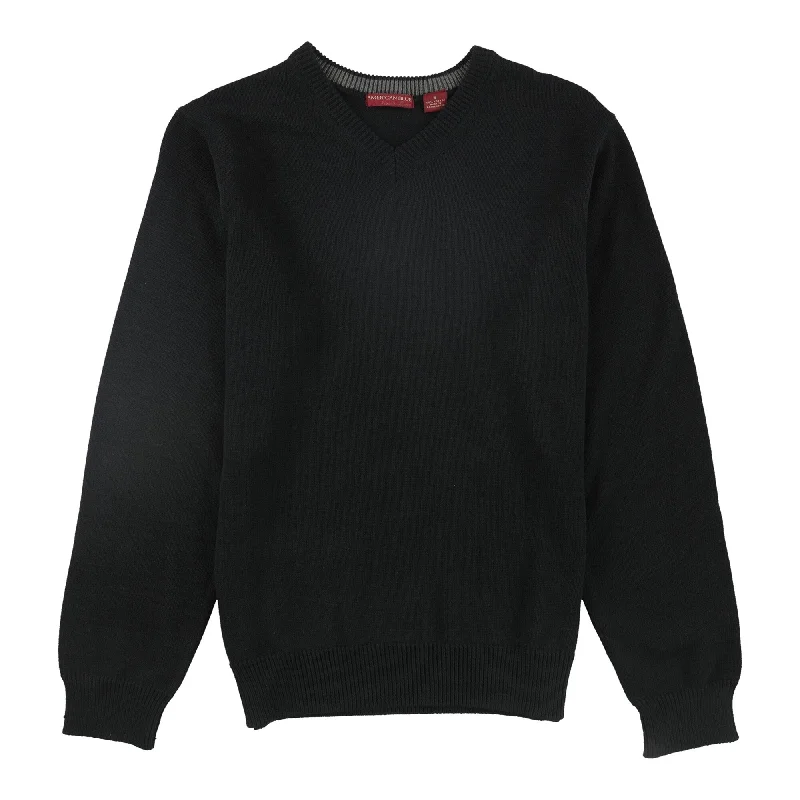 American Blue Mens V-Neck Pullover Sweater, Black, Small