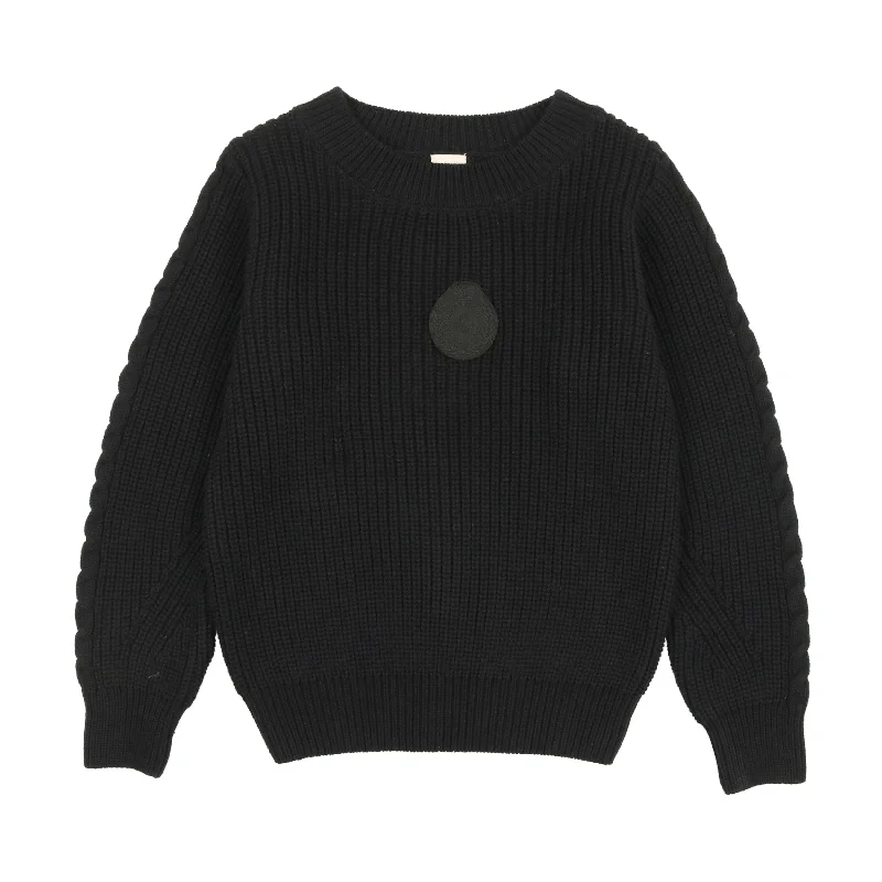 ANALOGIE BLACK CHUNKY KNIT CREST SWEATER [FINAL SALE]