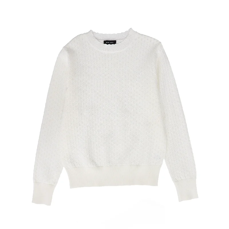 BAMBOO WHITE POINTELLE SWEATER [FINAL SALE]