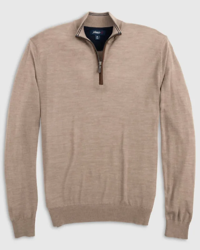 Baron Half Zip Wool Blend Sweater In Oatmeal