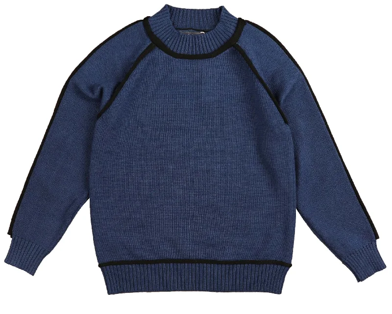 BELATI BLUE PIPING TRIM KNIT SWEATER [FINAL SALE]