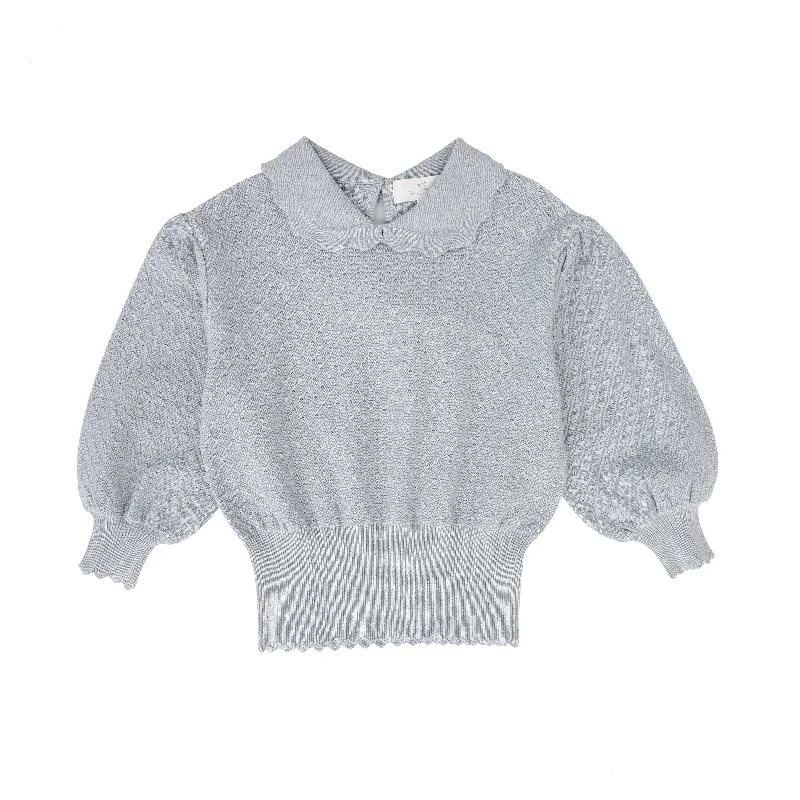 CERA UNA VOLTA POWDER BLUE SCALLOP TRIM SWEATER [FINAL SALE]