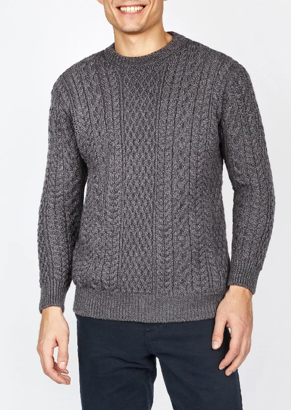 IrelandsEye Men's Cuileann Aran Sweater | Steel Marl