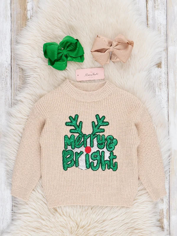 Embroidered Merry & Bright Sweater