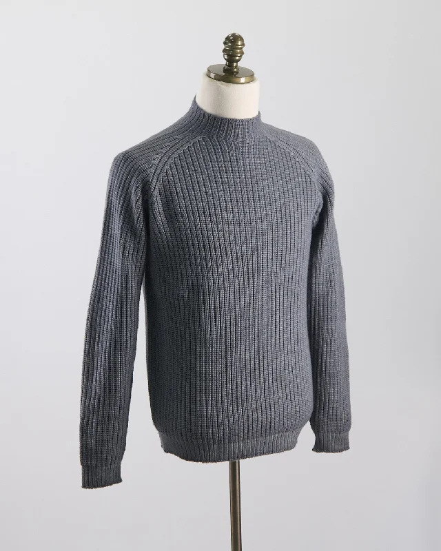 Ribbed Cable Mock Neck Sweater