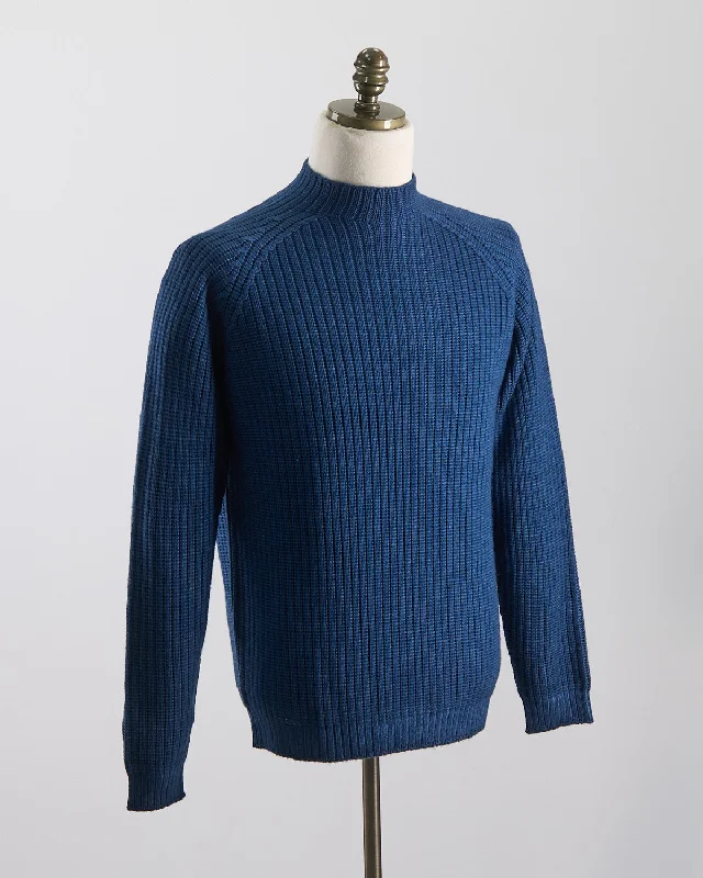 Ribbed Cable Mock Neck Sweater