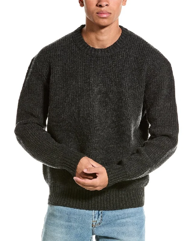 FRAME Denim Waffle Knit Wool Crewneck Sweater