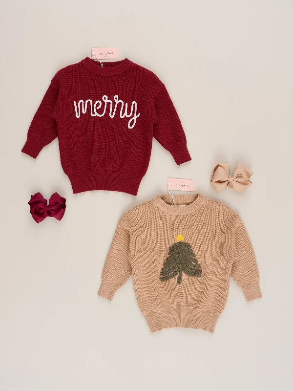 Happy Christmas Embroidered Sweater