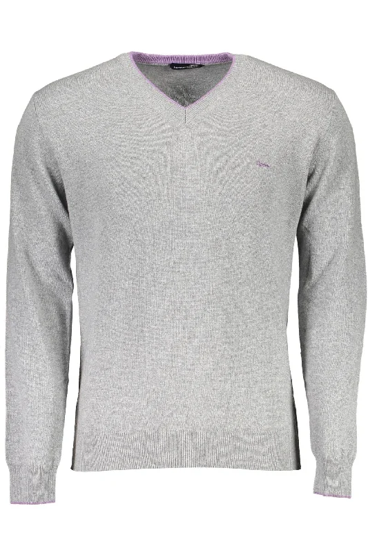 Harmont & Blaine Elegant V-Neck Sweater with Contrasting Men's Details