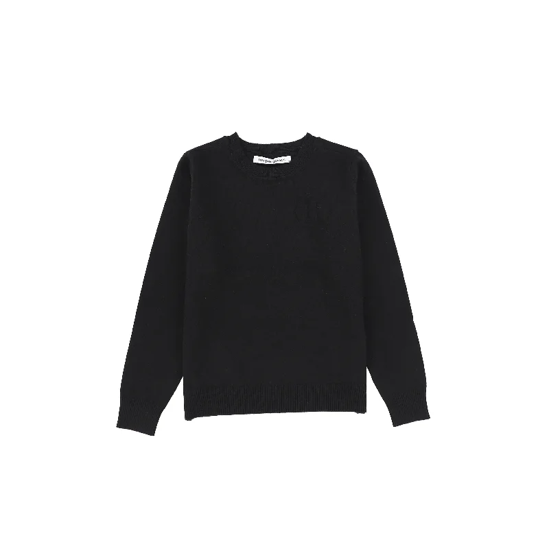 HARPER JAMES BLACK LETTER PATCH CREW NECK SWEATER [FINAL SALE]