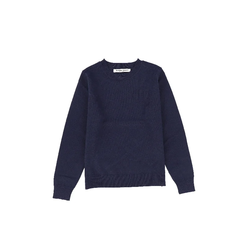 HARPER JAMES NAVY LETTER PATCH CREW NECK SWEATER [FINAL SALE]