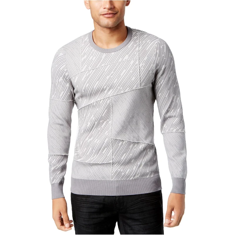 I-N-C Mens Paneled Pullover Knit Sweater, Grey, X-Small