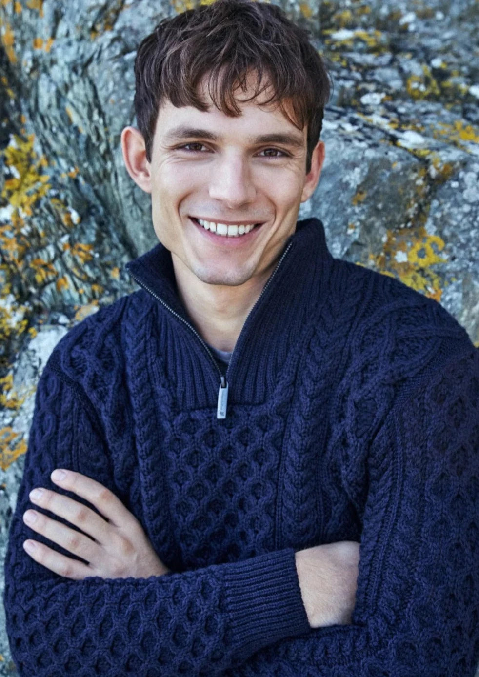 IrelandsEye Men's Dromore Aran Sweater | Navy