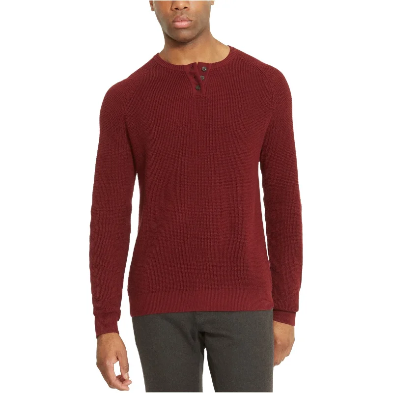 Kenneth Cole Mens Waffle Henley Sweater