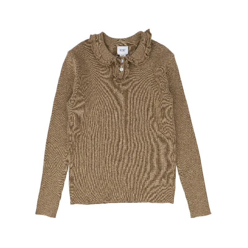 KIPP CAMEL RUFFLE COLLAR SWEATER [Final Sale]