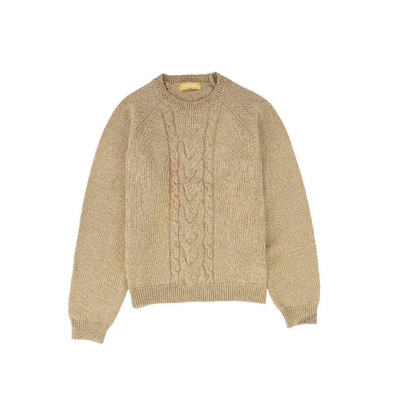 Le Bourdon Beige Braided Knit Crew Sweater [FINAL SALE]