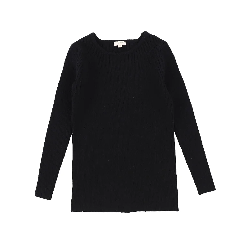 LIL LEGS BLACK KNIT CREW NECK SWEATER [FINAL SALE]