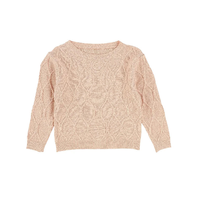 LILOU PEACH DIAMOND KNIT SWEATER [Final Sale]