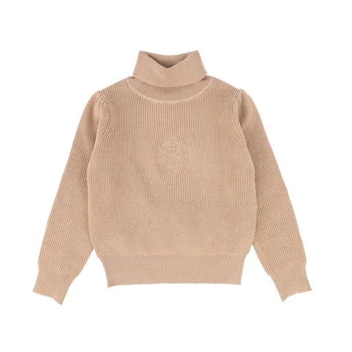 LILOU TAN PUFF SHOULDER TURTLENECK SWEATER [Final Sale]