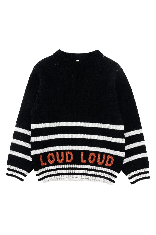 LOUD BLACK/WHITE STRIPED LOGO SWEATER [FINAL SALE]