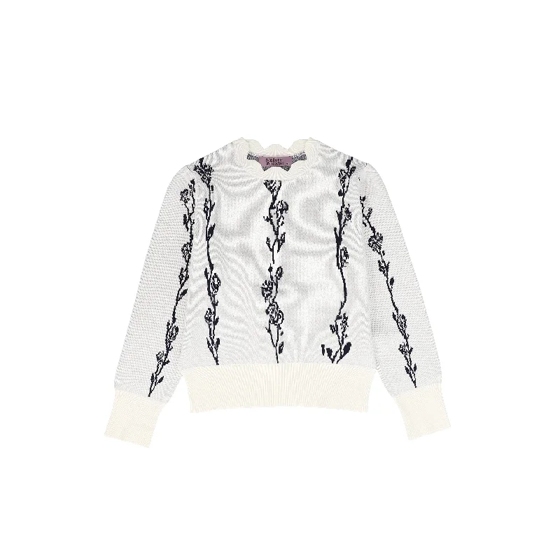 MALLORY AND MERLOT BLACK/WHITE FLOWER KNIT SWEATER [FINAL SALE]