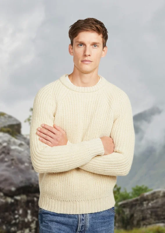 Men's Aran Fisherman Raglan Crew Sweater | Natural