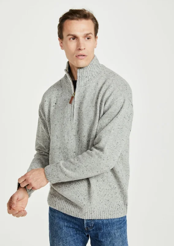 Aran Troyer Zip Sweater | Grey