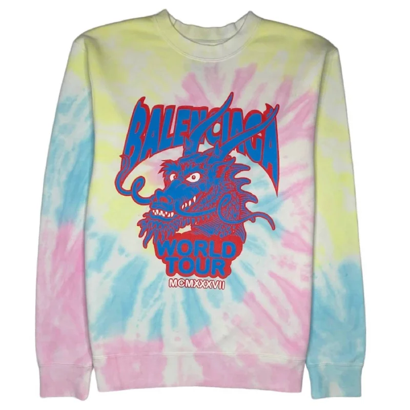 Men's Dragon Crew Neck Sweater In Cotton Candy