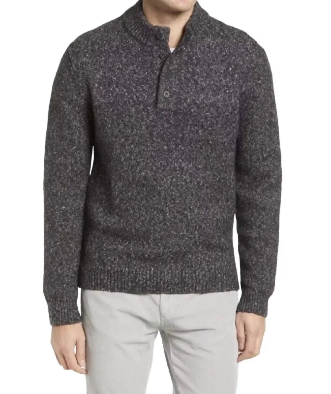 Men's Rivington Henley Sweater In Charcoal