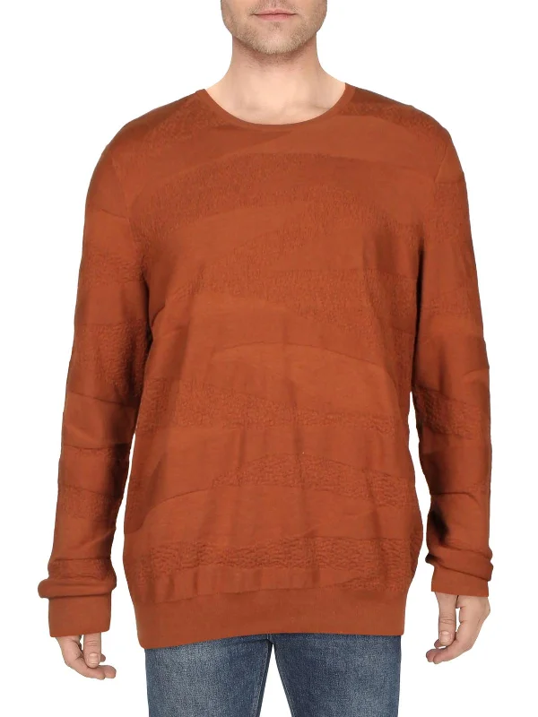 Mens Textured Crewneck Pullover Sweater