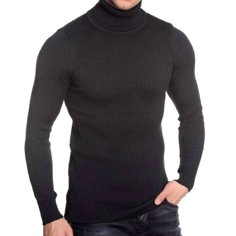 Men's Turtleneck Sweater In Black