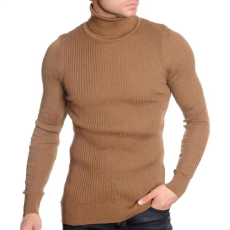 Men's Turtleneck Sweater In Camel