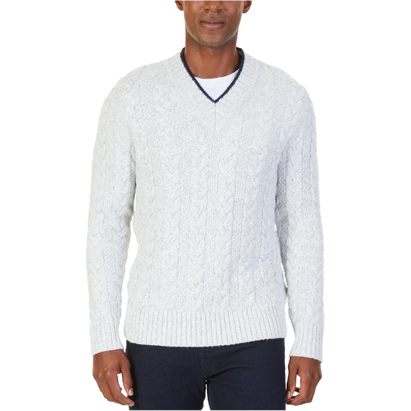 Nautica Mens Cable Pullover Sweater, Grey, Medium