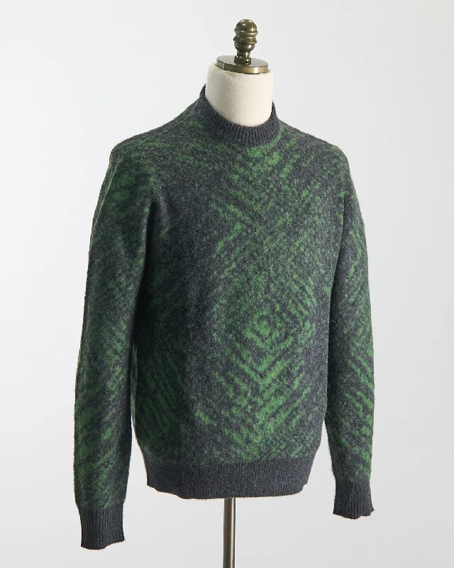 Wool Girocollo Punto Jaquard Pixel Pettinato Sweater