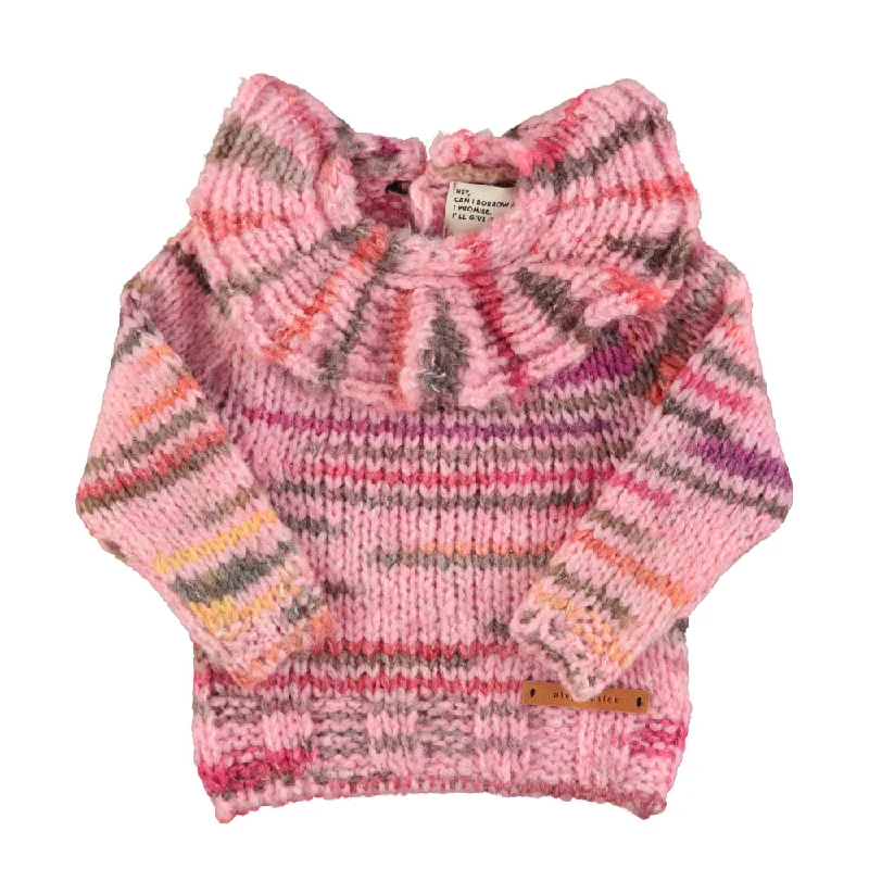 PIUPIUCHICK PINK KNIT RUFFLE COLLAR SWEATER [FINAL SALE]