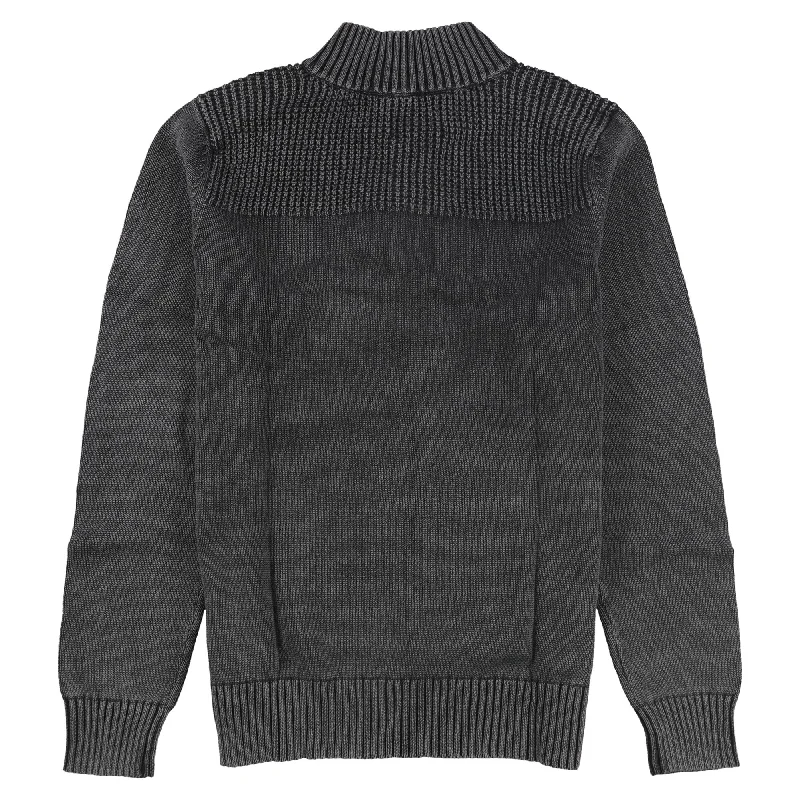 Rock & Republic Mens Henley Mock-Neck Pullover Sweater, Black, Medium