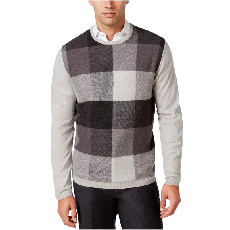 Ryan Seacrest Mens Plaid-Front Pullover Sweater