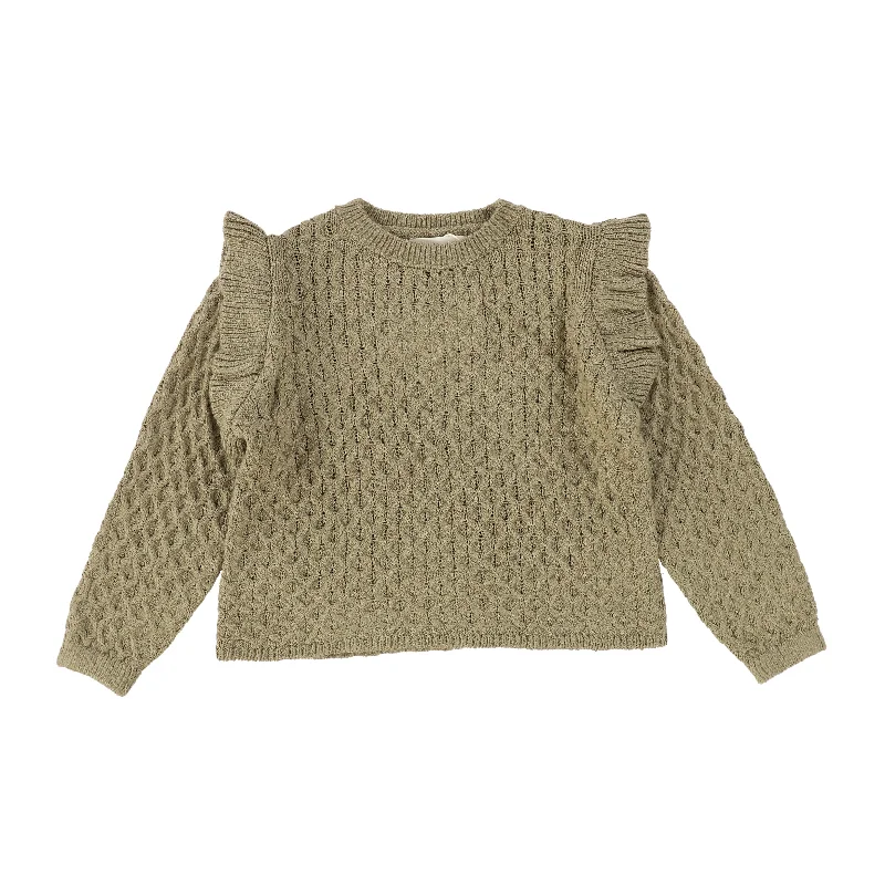 RYLEE + CRU OLIVE DESIGNED KNIT RUFFLE SWEATER [Final Sale]