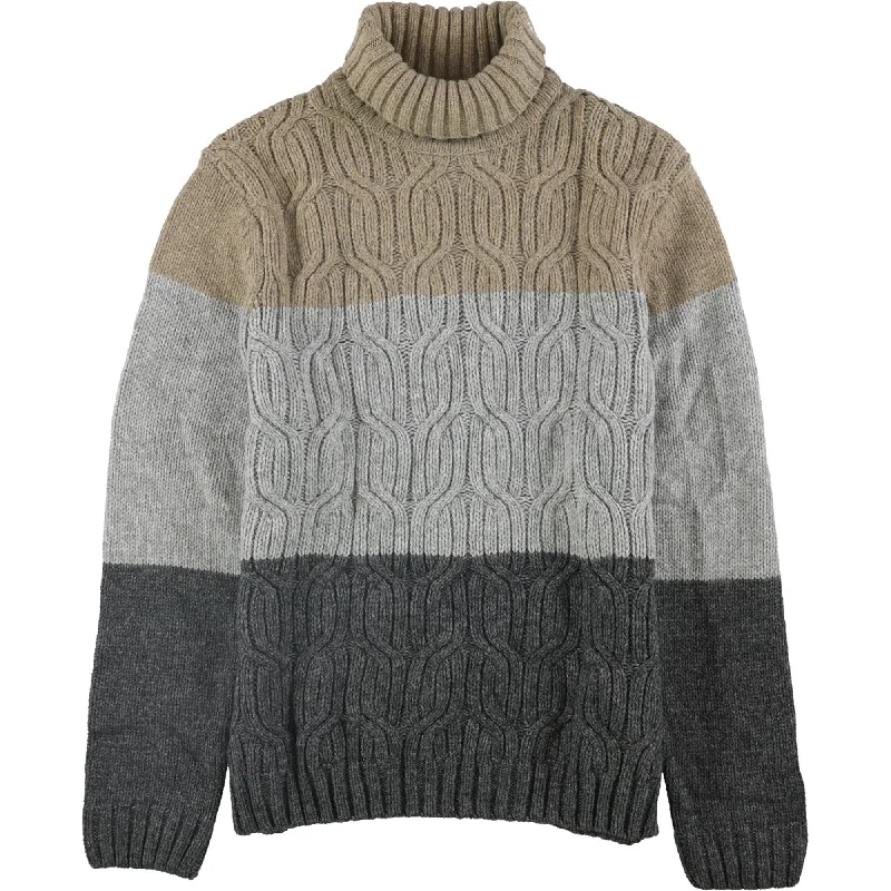 Tasso Elba Mens Colorblocked Knit Sweater, Grey, Small