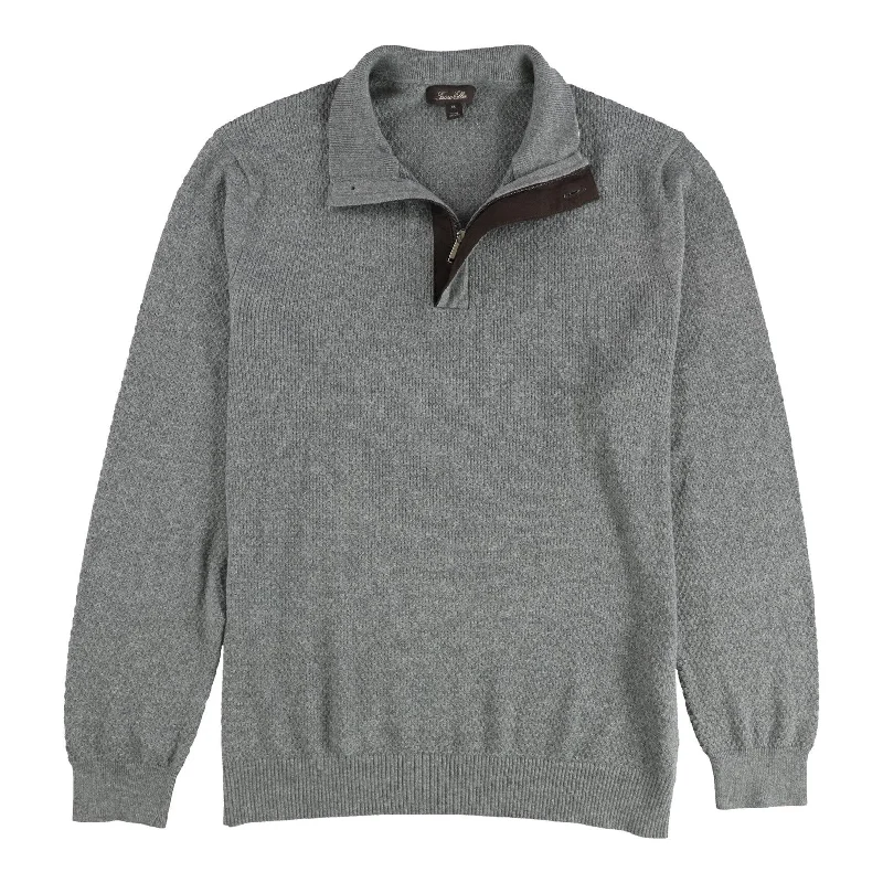 Tasso Elba Mens Mock Neck Quarter Zip Pullover Sweater, Grey, X-Large